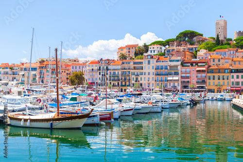 Cannes marina view on a sunny summer day, France