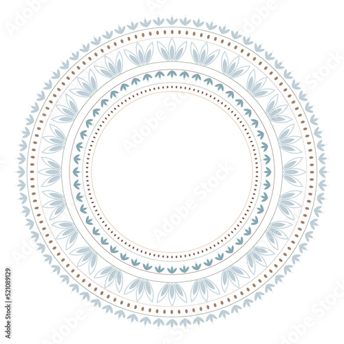 Simple  circular ornament. Pastel colors. Round frame. Template.