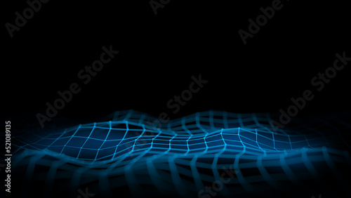 Abstract wireframe shape on black background. 3d illustration.