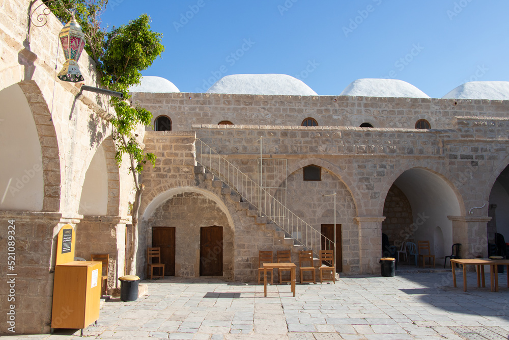 Nabi Musa site, mosque and old caravanserai. location Judean desert near Jerusalem.