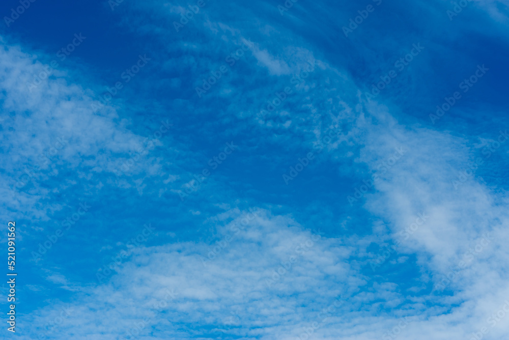 Summer sky. Beautiful blue sky with white clouds. Summer background.