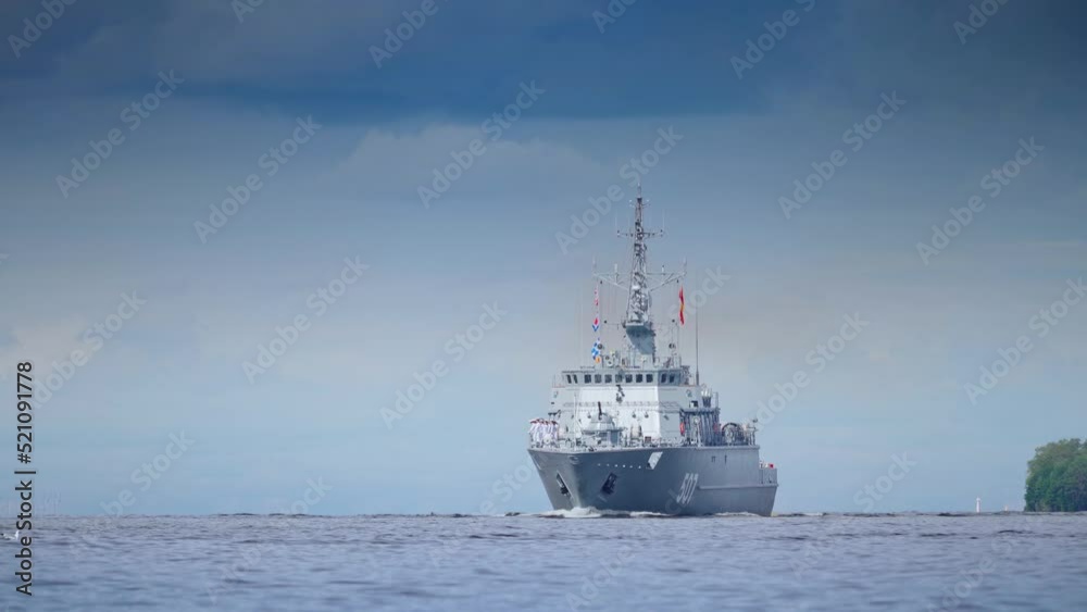 Saint-Petersburg, Russia - Jul 28 2022, 4k, passage of Russian warships along the fairway of the Gulf of Finland during the naval parade, Saint-Petersburg, Russia Saint-Petersburg, Russia - Jul 28 2022, 4k, passage of Russian warships along the fairway of the Gulf of Finland during the naval parade, Saint-Petersburg, Russia