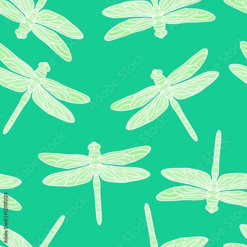 Cartoon doodle butterfly seamless dragonfly line art pattern for wrapping paper and clothes kids print and linens