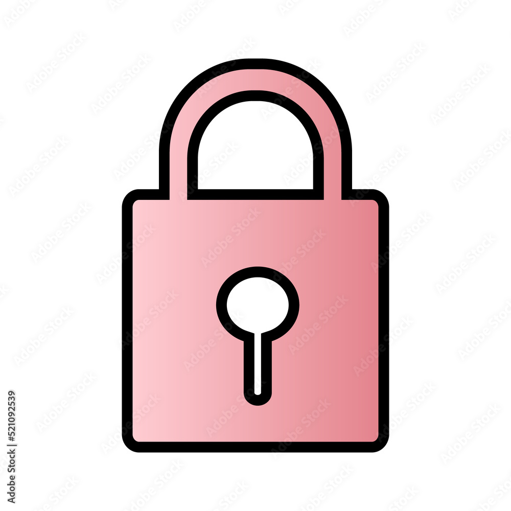 Multimedia web icon pink fill and black stroke lock icon Multimedia web icon pink fill and black stroke lock icon
