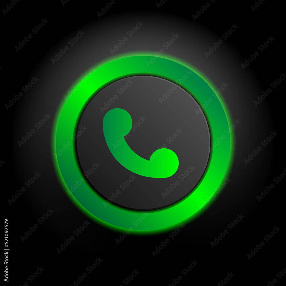 Multimedia web icon, call or phone icon in green button Multimedia web icon, call or phone icon in green button