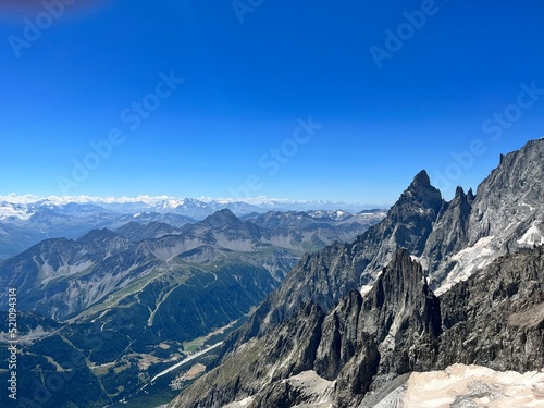 mountains in the snow. View of Mont blanc. 