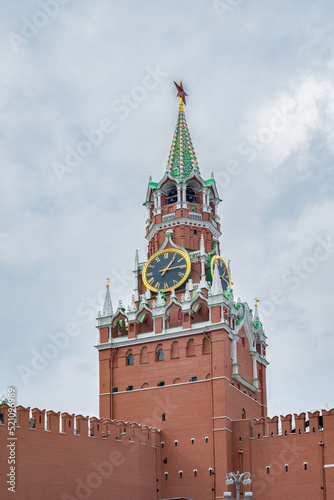 Moscow Kremlin in Russia, Spasskaya tower with clock vertical picture