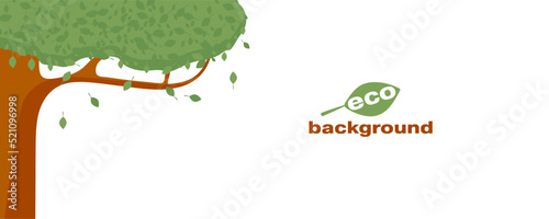 Green tree on white background concept simple minimalistic image eco friendly floral nature background vector illustration
