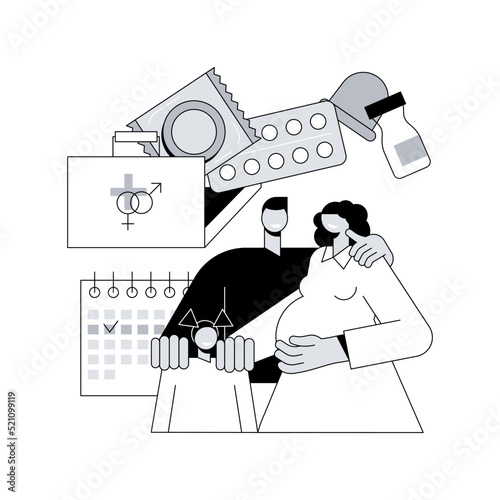 Family planning abstract concept vector illustration. Reproductive health service, family consultation, women healthcare, choosing contraception method, pregnancy planning abstract metaphor.