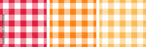 Plaid shirt crossed lines organic seamless paterns vector set. Gingham tartan