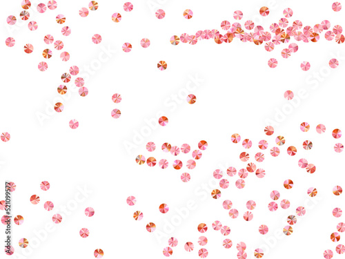 Coral spangles confetti placer vector illustration. Birthday anniversary greeting card background. Metallic flickering foil elements holiday glitter. Birthday celebration confetti.
