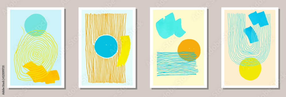 Watercolor abstract posters vector set.