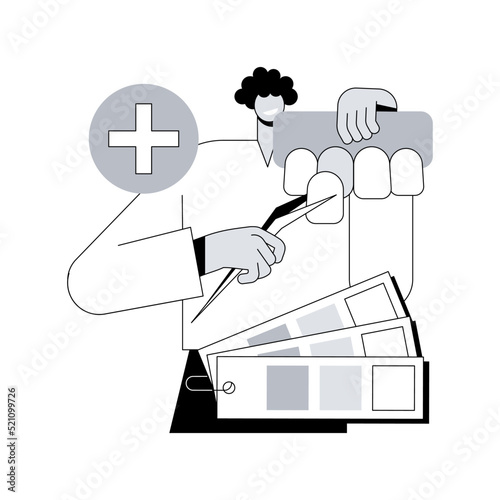 Dental veneers abstract concept vector illustration. Veneer placement, dental beauty solution, teeth aesthetics, cosmetic dentistry service, orthodontic clinic, celebrity smile abstract metaphor.