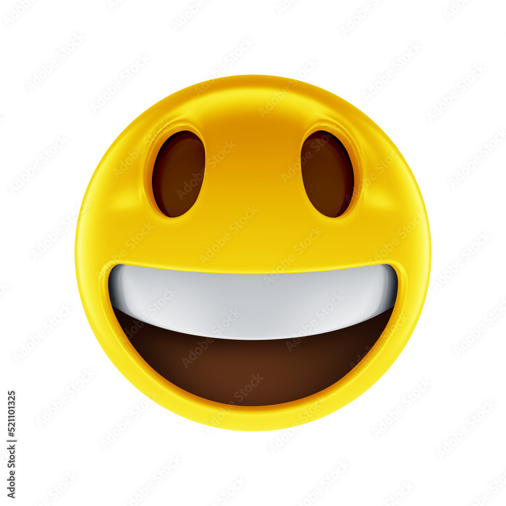 Happy 3D emoji with cheerful face and an open smile