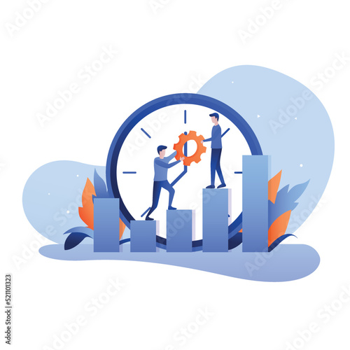 Workflow organization. Teamwork process. Deadlines respect. Efficient workday. Time management, effective time spending, time planning concept. Vector isolated concept creative illustration.
