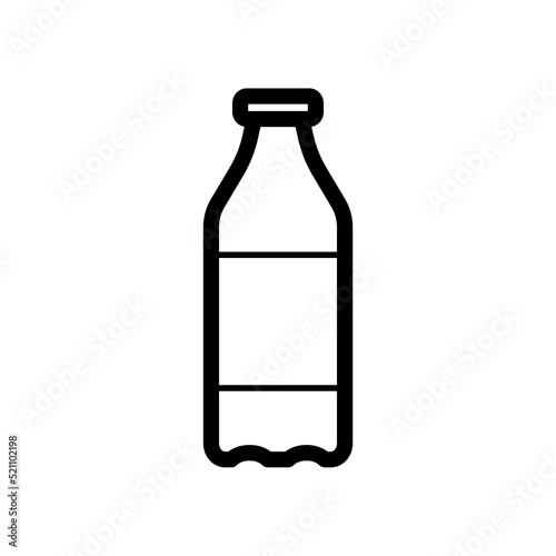 Plastic bottle vector art with labe. Milk bottle illustration vector with label. Dairy vector icon in white solid flat design icon isolated on white background.
