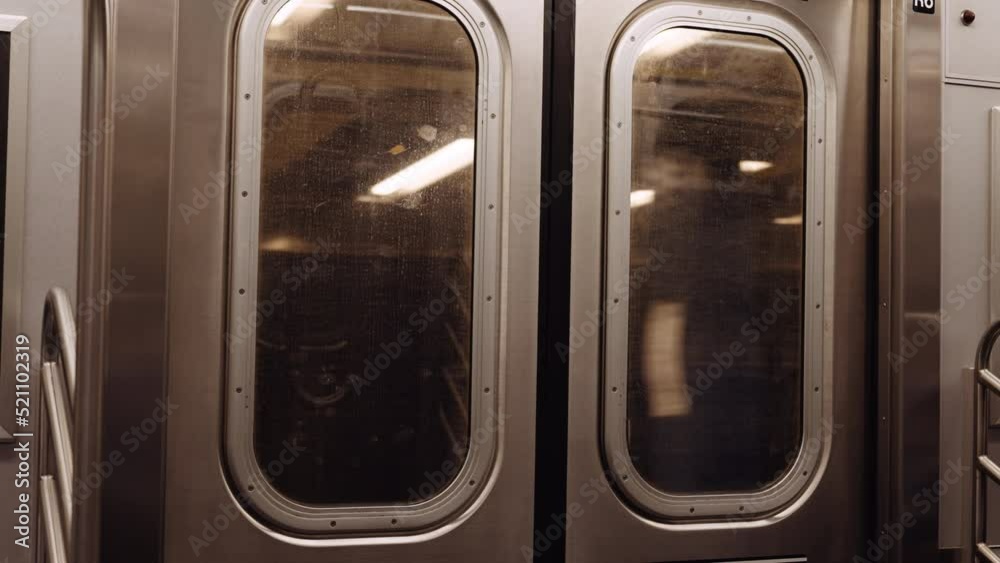 Inside View of a Subway Carriage Doors While the Train Is on Ride Inside View of a Subway Carriage Doors While the Train Is on Ride