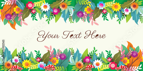 Flower frame vector for greeting template
