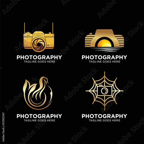 Logo photography creative  design vector set in gold color