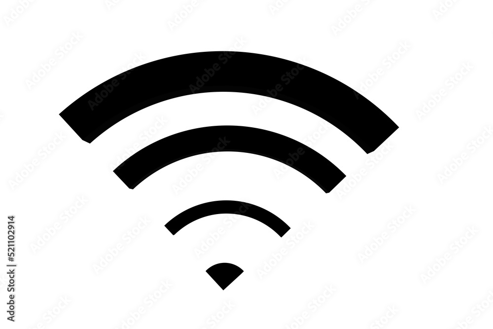 3D wifi sign symbol black white background isolated