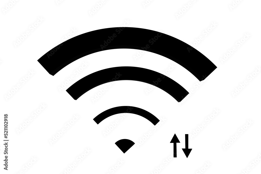 3D wifi sign symbol black white background isolated 3D wifi sign symbol black white background isolated