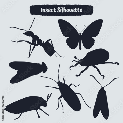 Flat insect silhouettes vector collection