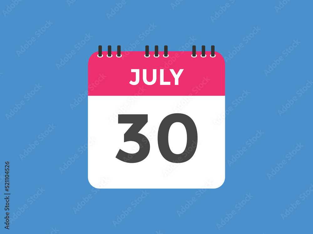 july 30 calendar reminder. 30th july daily calendar icon template. Vector illustration
july 30 calendar reminder. 30th july daily calendar icon template. Vector illustration