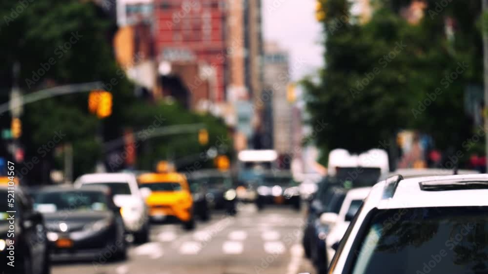 Traffic Jam on the Road of Midtown New York. Defocused Cityscape Traffic Jam on the Road of Midtown New York. Defocused Cityscape