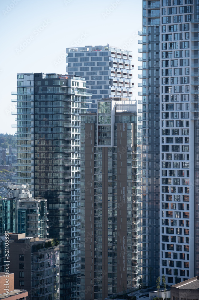 Beautiful condominium towers in downtown Vancouver.