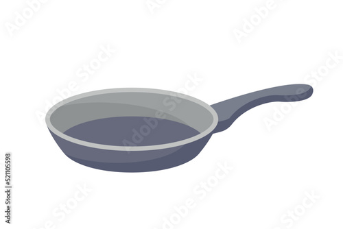 Kitchen tool icon. Sticker with utensils or equipment for cooking food. Metal or ceramic frying pan. Meal preparation. Element for print. Cartoon flat vector illustration isolated on white background