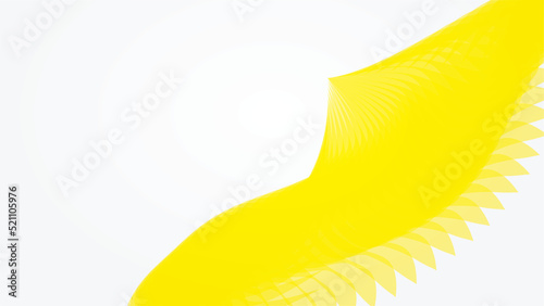 Abstract white background and yellow wing decoration. 