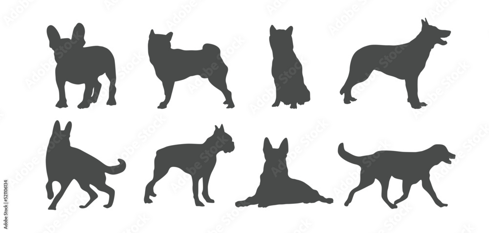 dog silhouette,  isolated on white background, vector design.