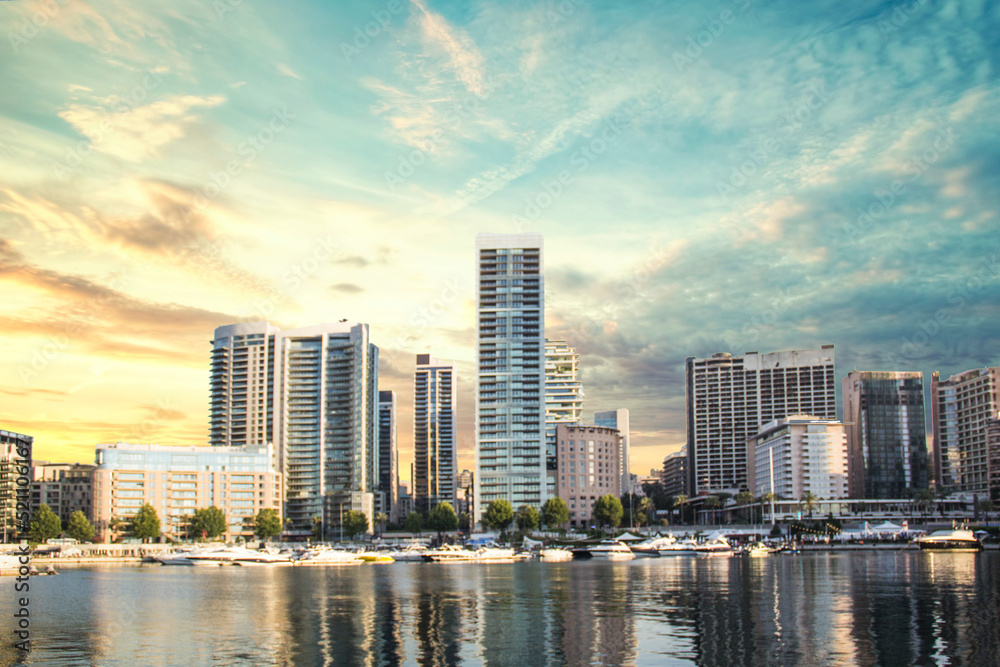 Beautiful view of Zaitunay Bay in Beirut, Lebanon