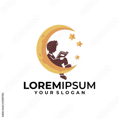 children learning logo vector design template