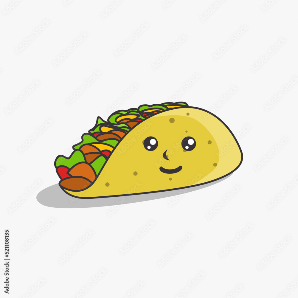Illustration vector graphic of cute taco character Illustration vector graphic of cute taco character