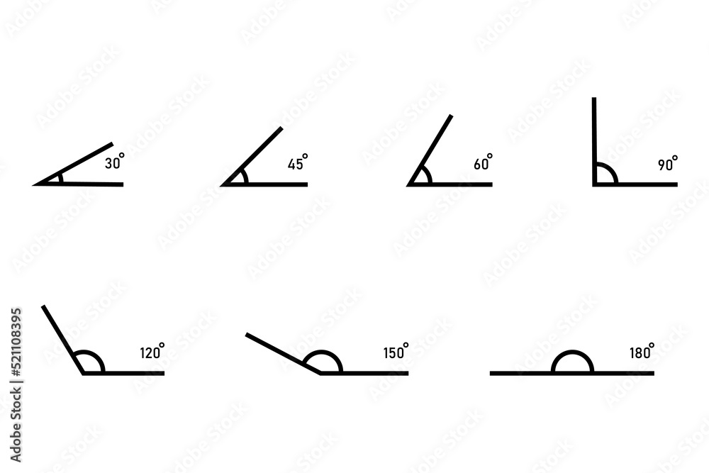 Flat set with angle of degrees. measuring radius. Vector illustration ...