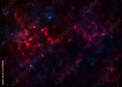 Abstract background using a space or nebula theme with a composition of bright purple  bright red  and bright blue with a predominance of black