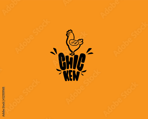 Chicken character and typography illustration