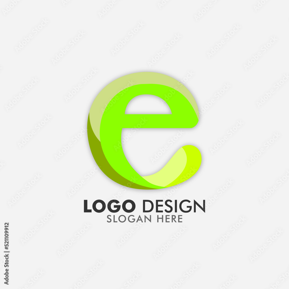 Simple E logo in green color Simple E logo in green color