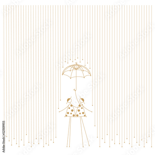 icon　Line Art　Simple Line　アイコン　線画　雨と傘と私たち。