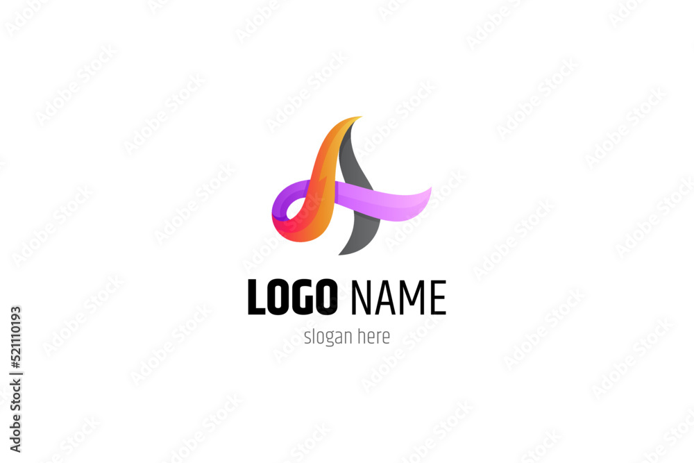 fire letter A, initial name logo template with gradient colors fire letter A, initial name logo template with gradient colors