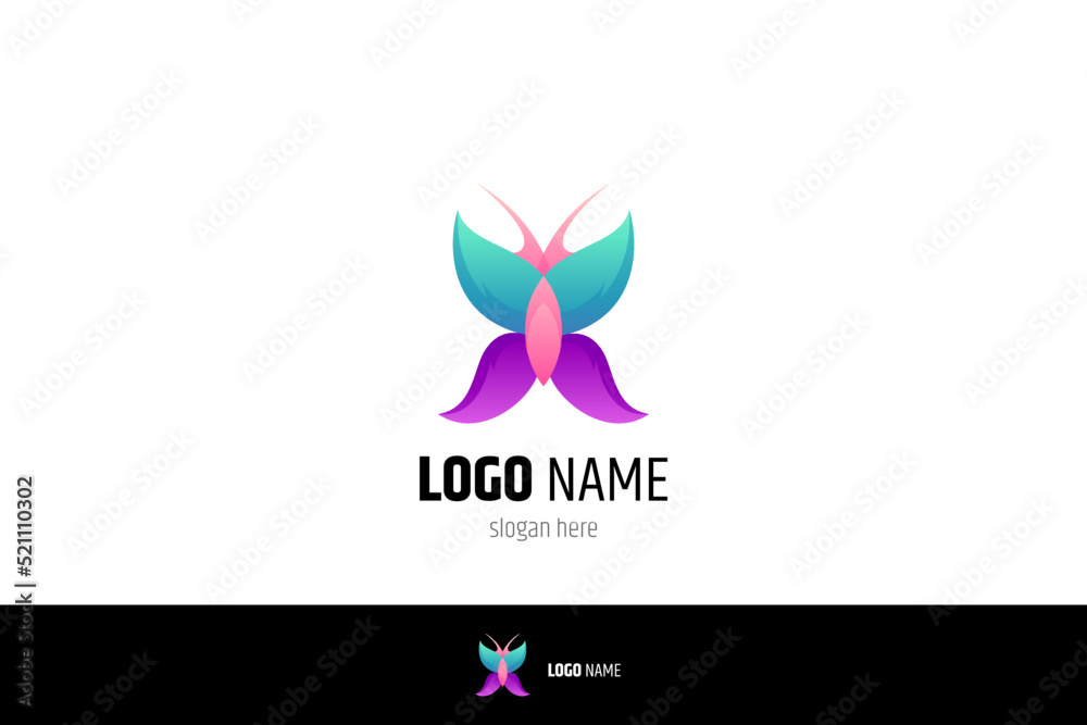 butterfly gradient logo design template