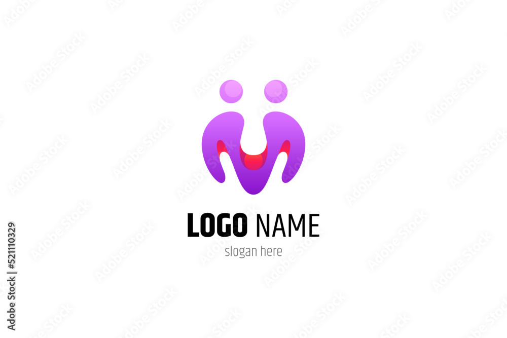 people letter M logo with gradient purple color people letter M logo with gradient purple color