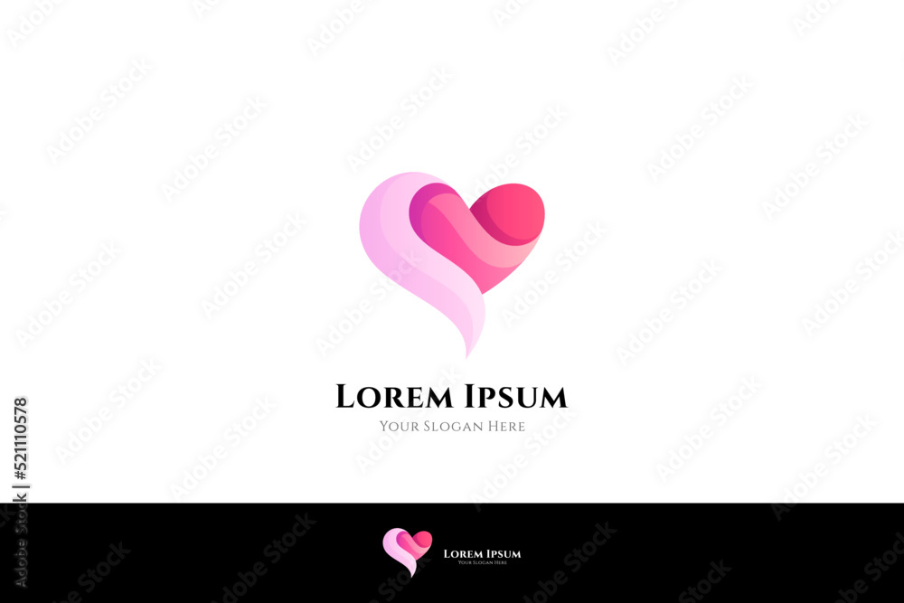 heart or love logo with pink gradient in simple design style