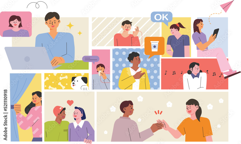 Various lifestyles of many people in various sections. flat design style vector illustration. Various lifestyles of many people in various sections. flat design style vector illustration.