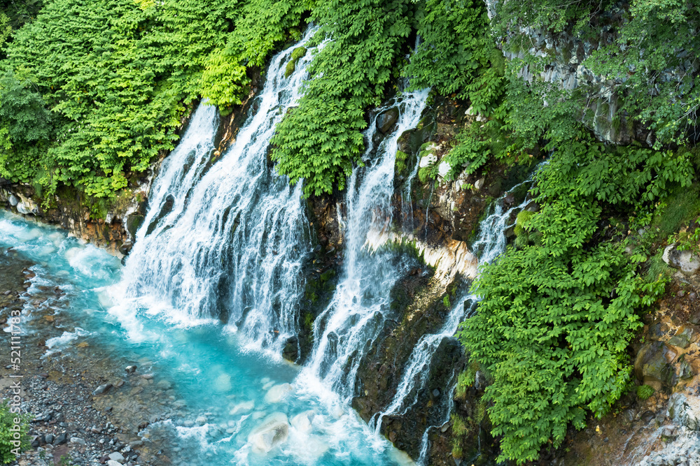 北海道 美瑛の白ひげの滝