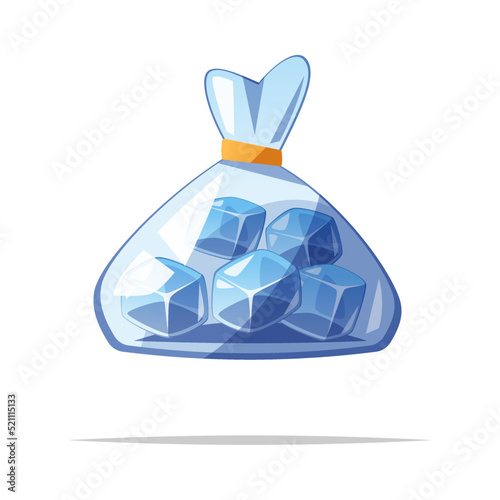 Bag of ice cubes cartoon vector isolated illustration