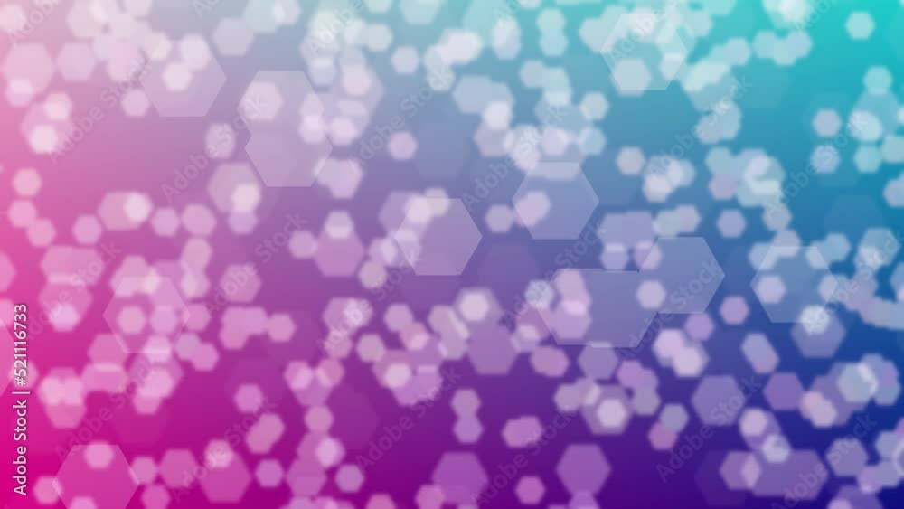 Motion graphics. pink and dark blue abstract defocused background, hexagon shape bokeh pattern
