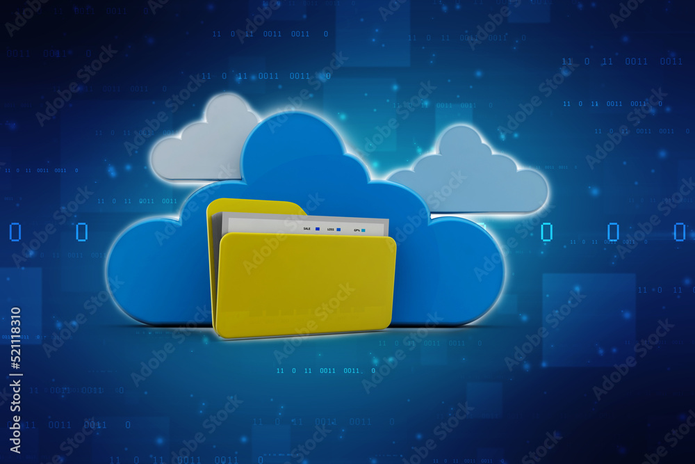 3d rendering Cloud computing concept, Cloud internet technology concept background, Cloud computing and network data Storage concept