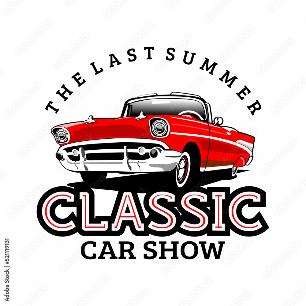 classic car show party logo design icon vector vector de Stock | Adobe Stock